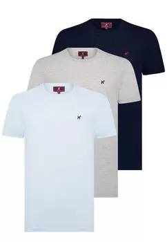 НАБОР 3 Williot, Базовая футболка Williot, нежно-голубой, серо-меланжевый, темно-синий Golden