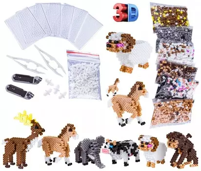 Набор 3D-гладильных бусин, 3000 шт. Фигурки трехмерных животных PakaNiemowlaka