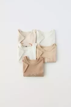 Набор 5 боди с животными принтами ZARA, кэмел