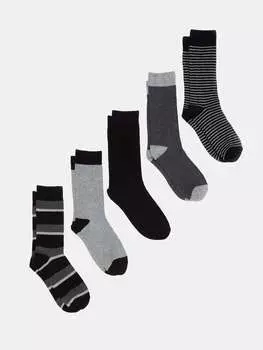 Набор эластичных носков в полоску Five Pack Ovs, цвет black