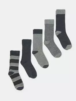 Набор эластичных носков в полоску Five Pack Ovs, цвет grey marl