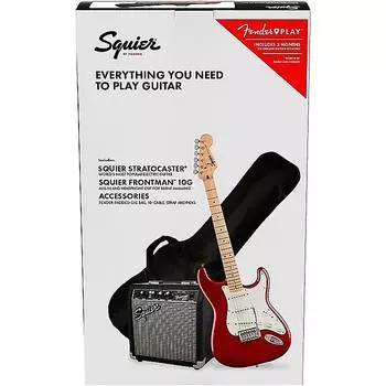 Набор электрогитар Squier Stratocaster с усилителем Squier Frontman 10G Candy Apple Red Squier Stratocaster Electric Guitar Pack With Squier Frontman 10G Amp Candy Apple Red