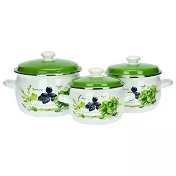 Набор эмалированной посуды из 6 предметов, набор кастрюль для индукционной готовки, набор кастрюль EMALIA RYBNIK