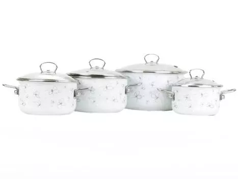 Набор эмалированной посуды PREMIUM белого цвета из 4 предметов Belis