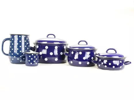 Набор эмалированной посуды синяя точка 5 шт Belis