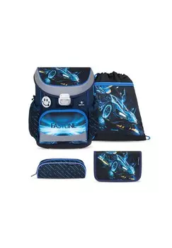 Набор эргономичных школьных сумок Mini-Fit из 4 предметов с нагрудным ремнем BELMIL, цвет Blau - Motiv: Fastline