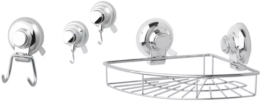 Набор аксессуаров для ванной комнаты GSW "Storage HOOKIE System" 4 шт.,цвет silber