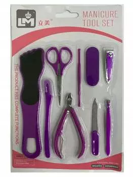 Набор аксессуаров маникюрный разделитель ножницы терка фиолетовая, Calissimo