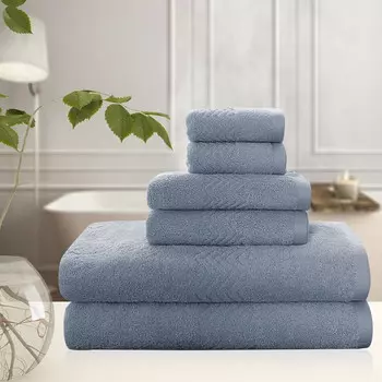 Набор банных полотенец PiccoCasa 6 шт, темно-синий