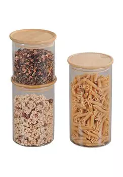 Набор банок для хранения из 3 бамбуковых крышек Kesper