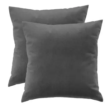 Набор бархатных подушек Бархатные подушки 2 x Серый чехол на подушку Декоративная подушка Графит 45 x 45 см с наполнителем Декоративный чехол на подушку Диванная подушка для гостиной Спальня Серый [091] Ferocity