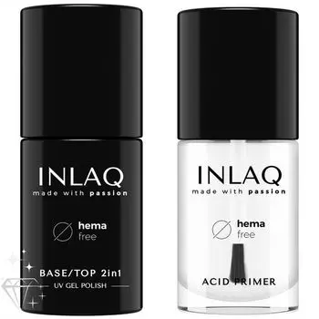 Набор: база и топ 2в1 для гибридных лаков, 6 мл + кислотный праймер, 7 мл Inlaq
