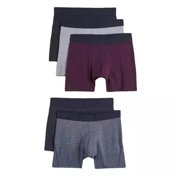 Набор базовых трусов-боксеров H&M, 5 предметов, фиолетовый/серый