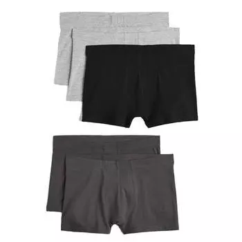 Набор базовых трусов-боксеров H&M, 5 предметов, серый/чёрный
