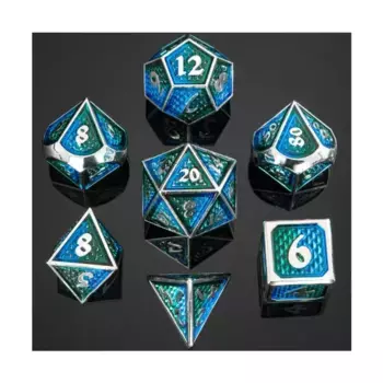 Набор Behemoth Poly — зеленый и синий с серебром (7), Dice & Accessories (HYMGHO Dice)