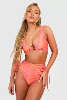 Набор бикини с уплотнительными кольцами zebra control tummy control Boohoo, розовый
