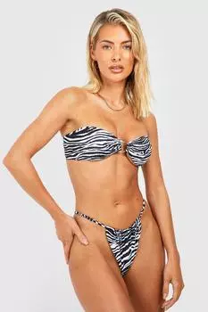Набор бикини с уплотнительными кольцами zebra Boohoo, черный