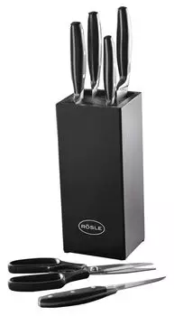 Набор блоков ножей, 7 предметов - черный - пластик - специальная сталь с лезвиями - бамбук RSLE