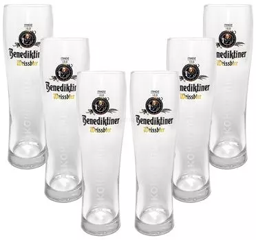 Набор бокалов для безалкогольного пива Benediktiner Weissbier - 6х пивных бокалов 0,5л калиброванных Mixcompany