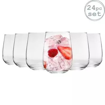 Набор бокалов для джина и тоника Argon Ta, 24 предмета Corto без ножки — стаканы в современном стиле со стеклянными шариками для G & T, коктейлей и вина — 590 мл