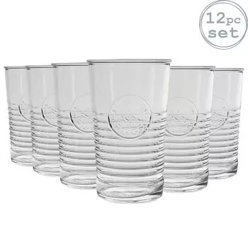 Набор бокалов для хайбола Bormioli Rocco Officina 1825 — винтажные итальянские стаканы для коктейлей из граненого стекла — 475 мл — упаковка из 12 шт