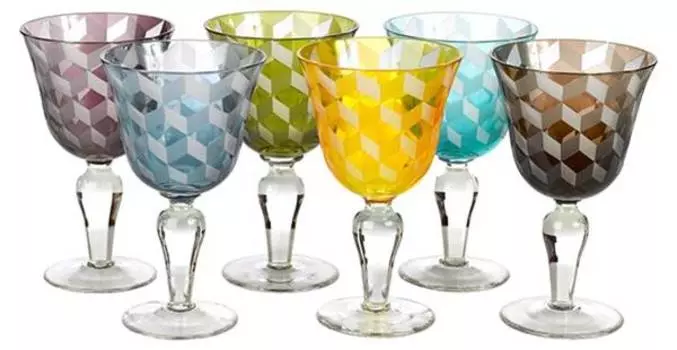 Набор бокалов для вина blocks с бриллиантовой огранкой Pols Potten, мультколор