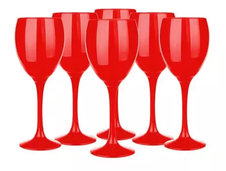 Набор бокалов для вина объемом 300 мл в упаковке из 6 бокалов для вина красного цвета радуги, расписанных вручную Sendez