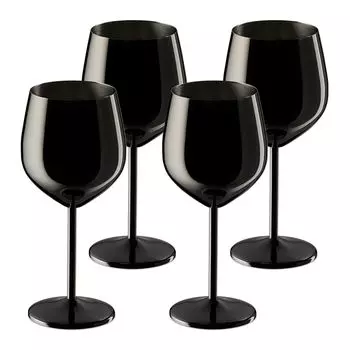 Набор бокалов для вина Relaxdays из нержавеющей стали, 4 шт, черный