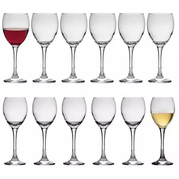Набор бокалов для вина Venue, 12 предметов — большой стеклянный бокал с красной и белой розой на длинной ножке, подарочный набор чашек для коктейлей и вечеринок — от LAV