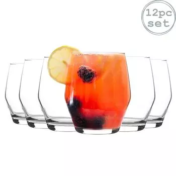 Набор бокалов для виски LAV Ella, 12 предметов - современные стаканы для коктейлей для лонг-дринков - 370 мл