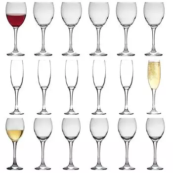 Набор бокалов Venue, 18 предметов — большая стеклянная красная, белая роза, длинная ножка, подарочный набор чашек для коктейлей и вечеринок — от LAV
