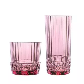 Набор больших бокалов Bormioli Rocco, 12 предметов, Америка 20-х годов, винтажные бокалы для виски в стиле ар-деко, фиолетовая роза