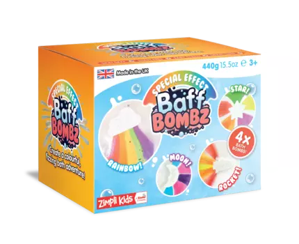 Набор: бомбочки для ванны меняющие цвет воды 3+ Zimpli Kids Rainbow Baff Bombz, 4 шт