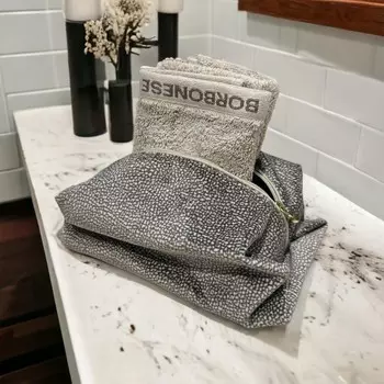 Набор Borbonese Velvet Envelope Twist Op Lavette, 3 предмета, серо-коричневый