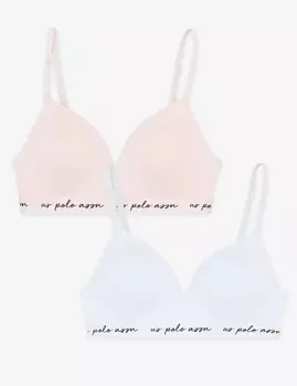 Набор бюстгальтеров без застежек U.S. Polo Assn., 2 предмета, розовый/голубой