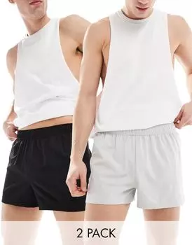 Набор быстросохнущих спортивных шорт 3 дюйма ASOS 4505 Icon (2 пары черных и серебристо-серых)