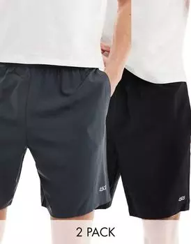 Набор быстросохнущих спортивных шорт 7 дюймов ASOS 4505 Icon 2 черно-серых цветов