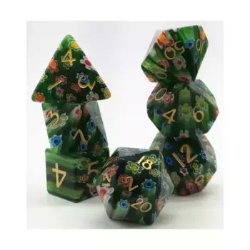 Набор Candy Glass Poly — Primrose с золотом (7), Crystal & Bone Dice (Level Up Dice)
