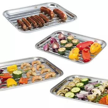 Набор чаш для гриля Bremermann, 4 шт., противень для гриля из нержавеющей стали, ок. 35 x 24,5 см