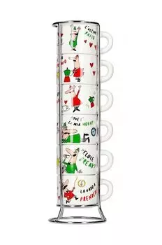 Набор чашек для эспрессо с подставкой, 6 упаковок Bialetti, мультиколор