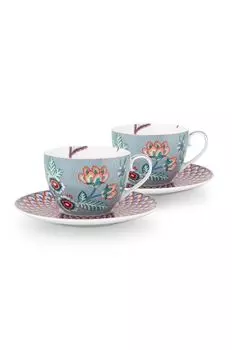 Набор чашек и блюдцев «Цветочный фестиваль», 2 шт. Pip Studio, мультиколор