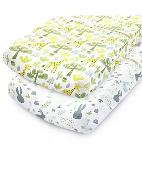 Набор чехлов для пеленания из хлопкового джерси и комплект простыней для детской коляски (2 шт.) Bublo Baby, зеленый