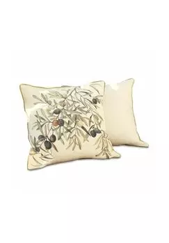 Набор чехлов на подушки, 2 кунига, кремовый/зеленый Loberon, цвет Gesamt Breite Creme