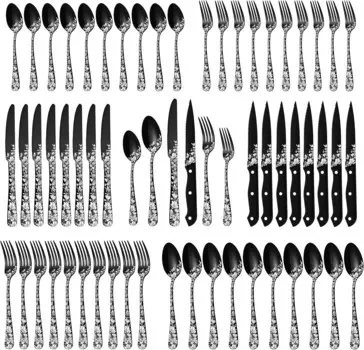 Набор черных столовых приборов Stapava из 60 предметов, Black