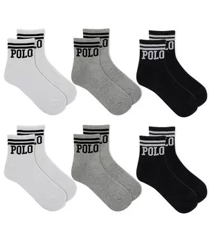 Набор четвертных носков с полосками и логотипом Polo Ralph Lauren, 6 шт., мультиколор