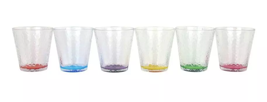 Набор цветных стекол, 6 предметов, ретро-дизайн - стаканы для питья, стаканы для воды 310 мл Vivalto, мультиколор
