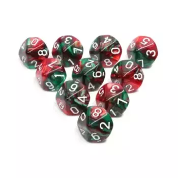 Набор d10 - Неопалимая Купина с белым (10), Dice Sets - Resin/Acrylic - Rainbow & Multi-Colored (Foam Brain Games)
