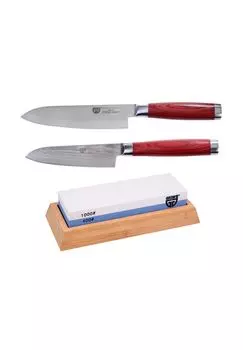 Набор дамасских ножей 03BUN Grwe, красный