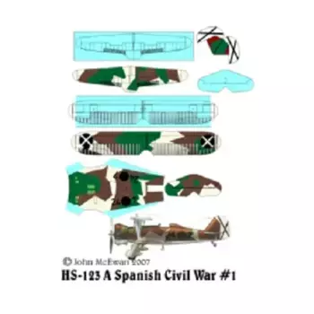 Набор декалей HS-123 — Гражданская война в Испании №1 (1:144), Decals - Spanish Civil War (Reviresco)