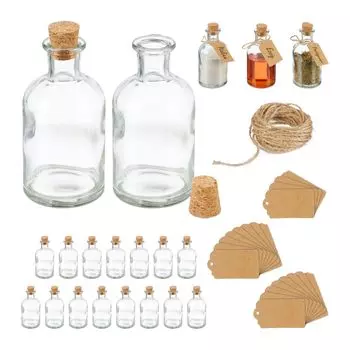 Набор декоративных стаканов Relaxdays с пробковой крышкой, прозрачный